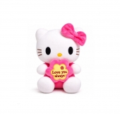 Mascota de plus, Hello Kitty cu mesaj, MASHASHOP, roz, 28 cm