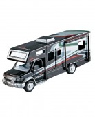 Masina mecanica, Autorulota, camper de vacanta, mobilier, sunete, lumini, mobilier, usi functionale, negru, 20 cm