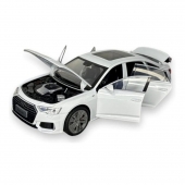 Masina metal mecanica, Audi A6L, 1:18, sunete, usi mobile, capota mobila, portbagaj mobil, alb 28 cm