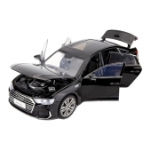 Masina metal mecanica, Audi A6L, 1:18, sunete, usi mobile, capota mobila, portbagaj mobil, negru, 28 cm