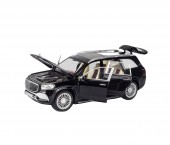 Masina metal mecanica, model Mercedes Maybach GLS 600, scara 1:24, sunete, usi mobile, capota mobila, portbagaj mobil, negru, 20 cm