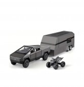 Masinuta  metalica,Tesla cu rulota, ATV, usi mobile, capota mobila, 1:32, gri inchis, 36 cm