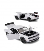 Masinuta metal, Dodge Challenger, scara 1:32, sunete, usi mobile, capota mobila, portbagaj mobil, gri, 15 cm