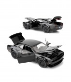 Masinuta metal, Dodge Challenger, scara 1:32, sunete, usi mobile, capota mobila, portbagaj mobil, negru, 15 cm