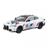 Masinuta metal mecanica, BMW M4 GT3, 1:24, volan sunet, usi mobile, capota mobila, portbagaj mobil, alb, 20 cm