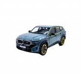Masinuta metal mecanica, BMW XM, 1:24, fum, usi mobile, capota mobila, portbagaj mobil, albastru metalizat, 20 cm