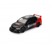 Masinuta metal mecanica, Mitsubishi Lancer Evolution, 1:32, fum, usi mobile, capota mobila, portbagaj mobil, negru, 15 cm