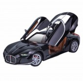 Masinuta metal mecanica, model Bugatti Atlantic Sports, scara 1:24, sunete, usi mobile, capota mobila, portbagaj mobil, negru, 22 cm