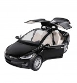 Masinuta metal mecanica, model Tesla X 90D, scara 1:22, sunete, usi mobile, capota mobila, portbagaj mobil, barlad, negru, 22 cm