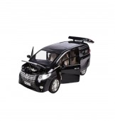 Masinuta metal mecanica, model Toyota Alphard, scara 1:24, usi mobile, capota mobila, portbagaj mobil, negru, 22 cm