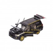 Masinuta metal mecanica, model Toyota SUV, Land Cruiser, 1:24, usi mobile, capota mobila, portbagaj mobil, negru inchis, 19.5 cm