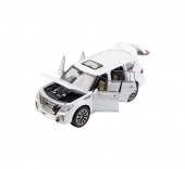 Masinuta metal mecanica, Nissan Patrol Y62, scara 1:32, sunete, usi mobile, capota mobila, portbagaj mobil, alb, 15 cm