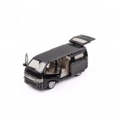 Masinuta metal mecanica, tip duba Toyota Hiace, 3 sunete, usi mobile, capota mobila, portbagaj mobil, negru, 16 cm