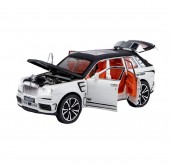 Masinuta metal mecanica, tip Rolls Royce Cullinar Mansory, 3 sunete, usi mobile, capota mobila, portbagaj mobil, bej, 17 cm