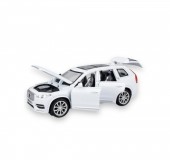 Masinuta metal mecanica, Volvo XC90, sunete, usi mobile, capota mobila, portbagaj mobil, alb, 16 cm