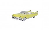 Masinuta metalica, Cadillac Eldorado Biarritz 1959, usi mobile, capota mobila, portbagajul mobil, galben, 19 cm