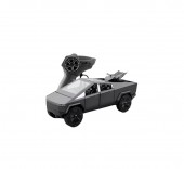 Masinuta metalica cu telecomanda, Tesla Cybertruck , ATV inclus, 1:24, usi mobile, capota mobila, acumulator, gri inchis, 22 cm
