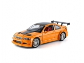 Masinuta metalica mecanica, BMW M3 GTR E46, 1:24, usi mobile, capota mobila, portbagajul mobil, portocaliu, 20 cm