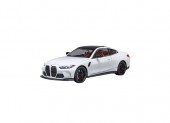 Masinuta metalica mecanica, BMW M4, 1:24, lumini, sunete, usi mobile, capota mobila, portbagajul mobil, alb, 20 cm