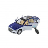 Masinuta metalica cu cheie, Mercedes Maybach S 680, 1:24, usi mobile, capota mobila, portbagaj mobil, alb, 20 cm