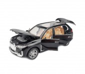 Masinuta metalica mecanica, tip BMW X7, sunete si lumini, usi mobile, portbagaj mobil, capota mobila, negru, 16 cm