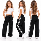 Pantaloni fete groși de iarnă, model larg, pentru școală și ținute casual, 1buc, negru, 6 ani - 11 ani