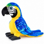 Papagal de plus, realist, albastru/multicolor, 20 cm