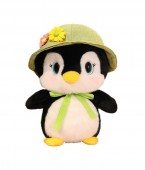 Pinguin de plus, realist, cu palarie, multicolor, 25 cm