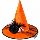 Pălărie Vrăjitoare Halloween pentru copii, accesoriu costum petrecere, portocaliu, 5+ ani