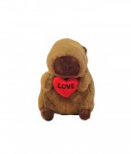 Plus Capibara cu inimioara, mesaj LOVE, maro, 25 cm