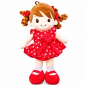 Păpușă muzicală din pluș, cântă în Limba română, rosu multicolor, 40 cm