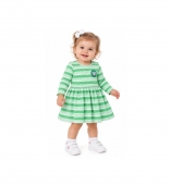 Rochiță pentru fete, model în dungi, bumbac, verde, marimea 12 luni - 3 ani