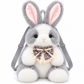 Rucsac plus Iepuras, MASHASHOP, gri/alb, 40 cm