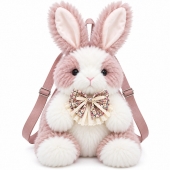 Rucsac plus Iepuras, MASHASHOP, roz/alb, 40 cm
