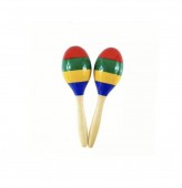 Set 2 Instrumente Bino Maracas Rumba, lemn, multicolor, 20 cm