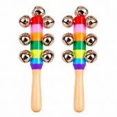 Set 2 Jucarii muzicale, Clopotei cu maner, 2 buc, multicolor, 19 cm