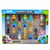 Set 24 Roboti, tip minecraft, multicolor, 5 cm, 4 ani+