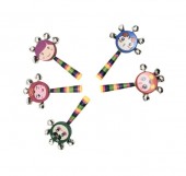 Set 5 jucarii muzicale, Sunatoare, clopotei, lemn, multicolor, 16 cm