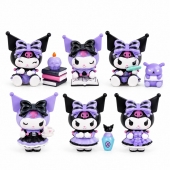 Set 7 Figurine tip Kuromi Hello Kitty, 3 accesorii, multicolor, 7 cm, 5 ani+