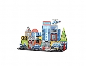 Set construcții magnetice, Stația de Poliție, 3D, multicolor, 53 piese, 3 ani+