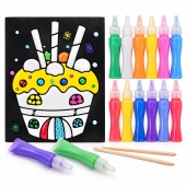 Set Creatie Pictura cu Nisip Colorat, 26 Planse cu Animale, 12 culori, multicolor, 5 ani+