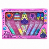 Set creativ pentru copii cu mărgele colorate, 5 pixuri aplicatoare și 5 modele, 3 ani+