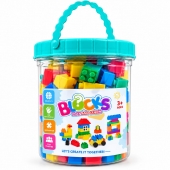 Set cuburi de construcție pentru copii, 34 piese, plastic, multicolor, găletușă cu mâner, 3 ani+