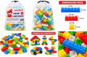 Set Cuburi de Construcție pentru copii, joc educativ și creativ, 300 cuburi multicolore, săculeț pentru depozitare, 3 ani +