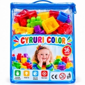 Set Cuburi de Construcție pentru copii, joc educativ și creativ, geantă de depozitare, 36 piese, 3 ani+