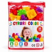 Set Cuburi de Construcție pentru copii, joc educativ și creativ, geantă de depozitare, 36 piese, multicolor, 3 ani+