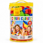 Set Cuburi de Construcție pentru copii, joc educativ și Creativ, Geantă de depozitare, 65 piese, 3 ani+