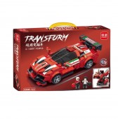  Set de constructie, Transform, Masinuta si Robot, 2 in 1, rosu, 420 piese