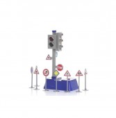 Set interactiv, Semafor cu semne de circulatie, 9 piese, multicolor