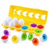 Set Joc Educativ Montessori, 12 forme oua, 6 culori potrivirea formelor si invatarea culorilor, 28 cm, 18 luni+